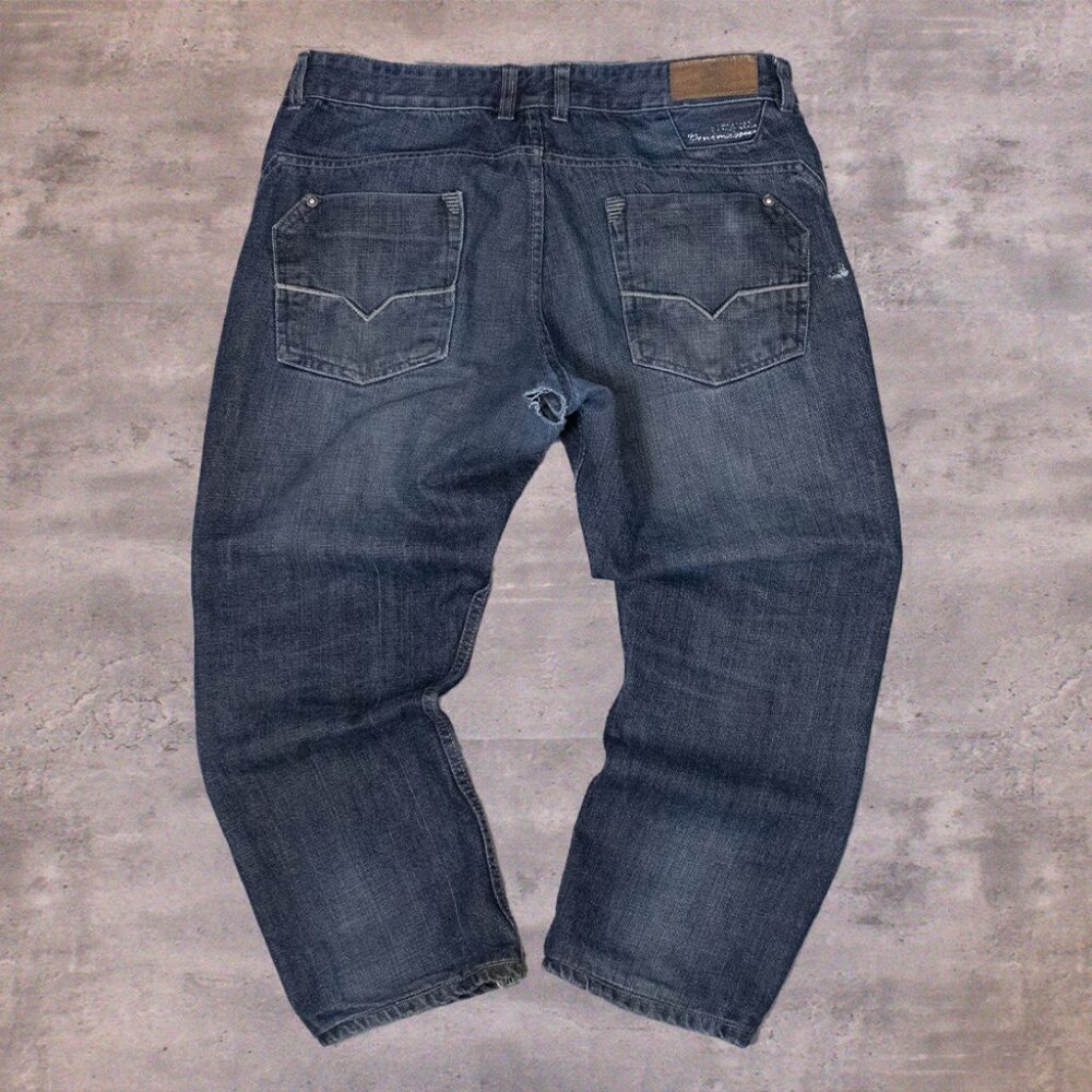 Vintage VTG Y2K 2000's Smog Baggy Relax Fit Carrot Fit Indigo Denim Jeans Pants